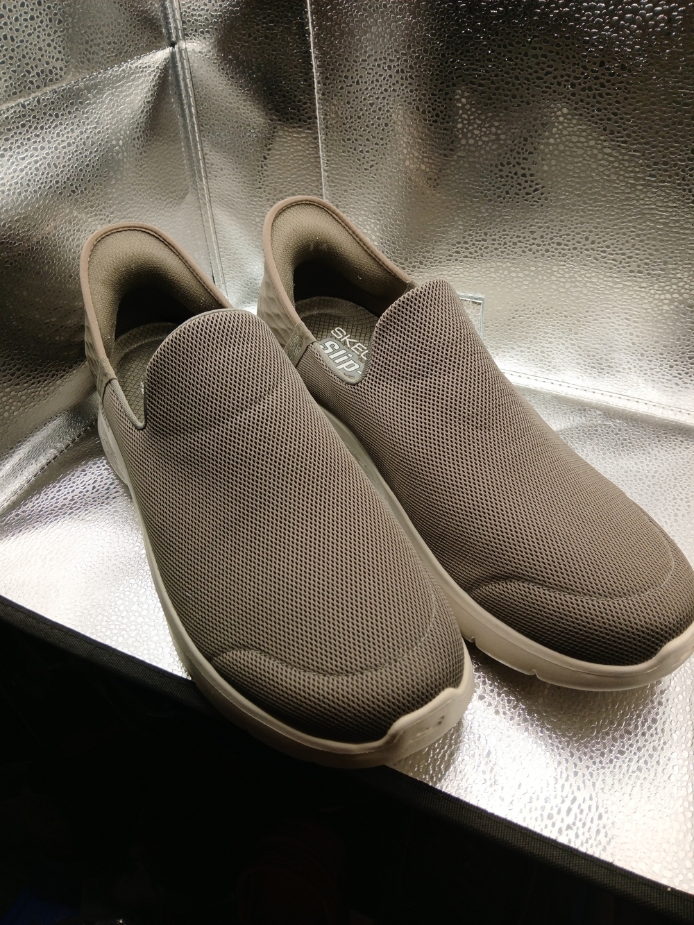 Skechers Dark Taupe GOwalk Slip-On Mesh Sneakers Men's Size 13